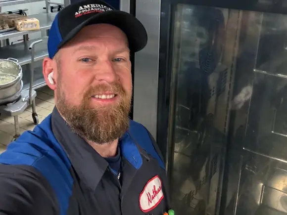 Nathan Cox, owner of America's Appliance Repair, on a commercial kitchen job in Austin, TX